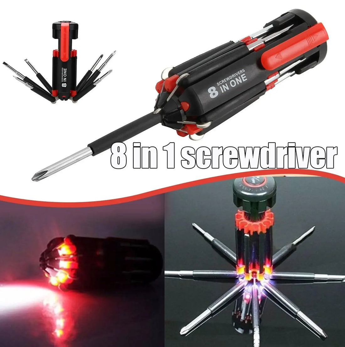 8 In 1 Multifunctional DIY Screwdriver With Led Flash Light